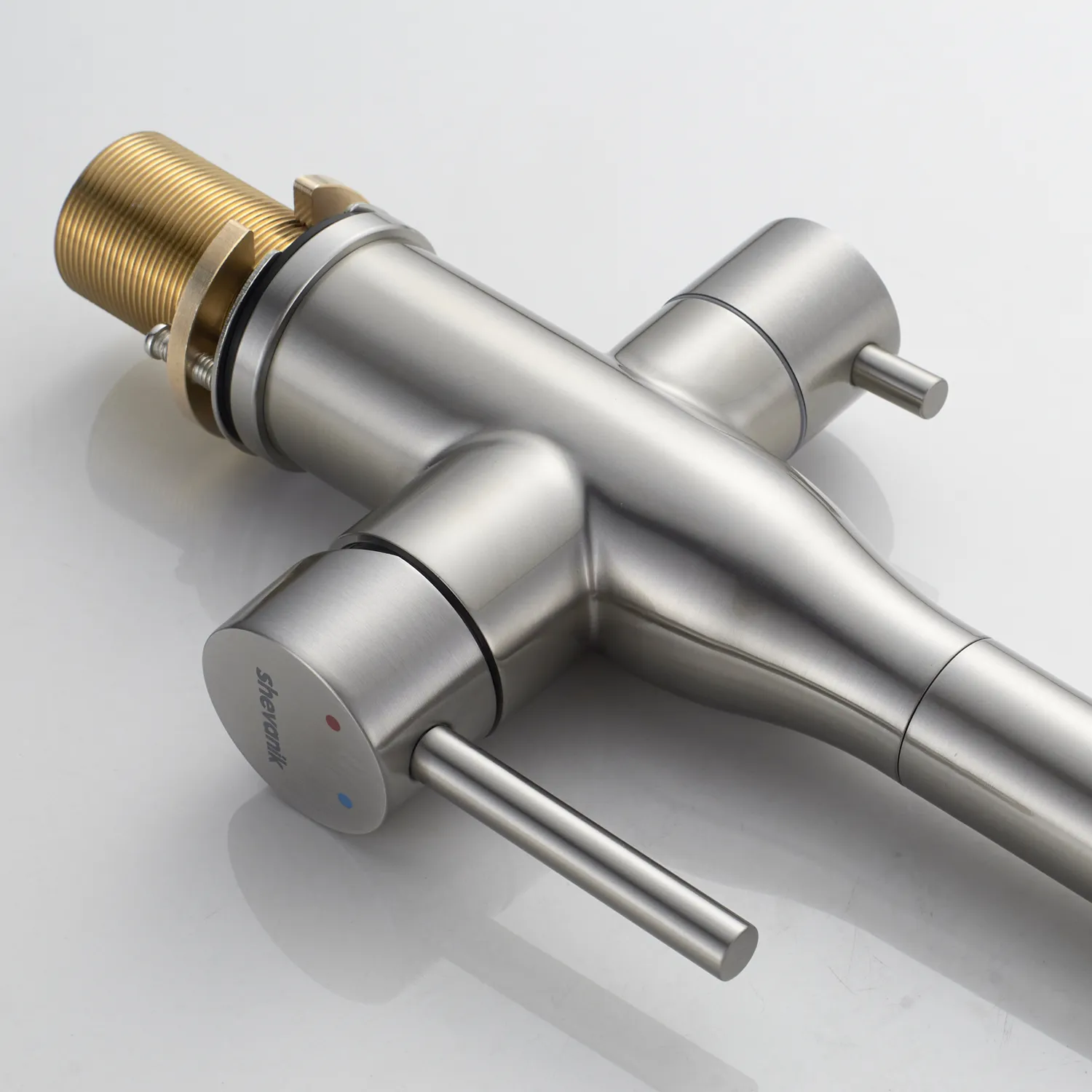 Смеситель для кухни с гибким изливом и подключением фильтра Shevanik S378L, сатин