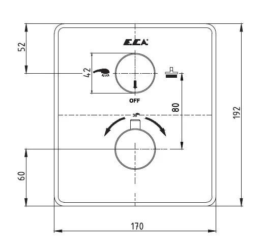 Термостатический смеситель E.C.A для ванны (внешняя часть) (102167215EX-KDE)