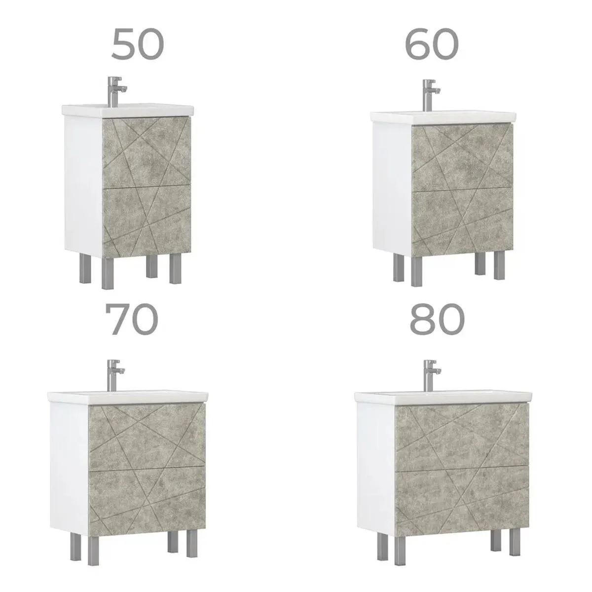 Тумба с раковиной напольная VIGO Geometry 025 бетон, 80 см