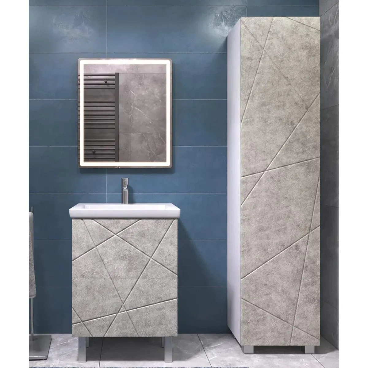 Тумба с раковиной напольная VIGO Geometry 015 бетон, 60 см