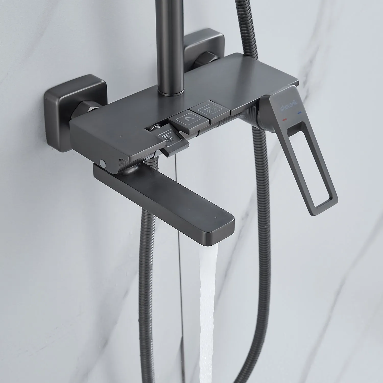 Душевая система Shevanik S6826T, оружейная сталь