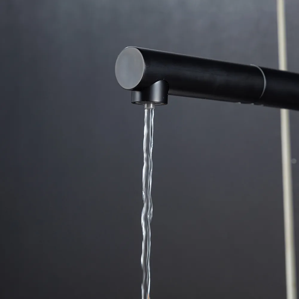 Смеситель для кухни с выдвижным изливом и подключением фильтра FRAP F4396-36, черный