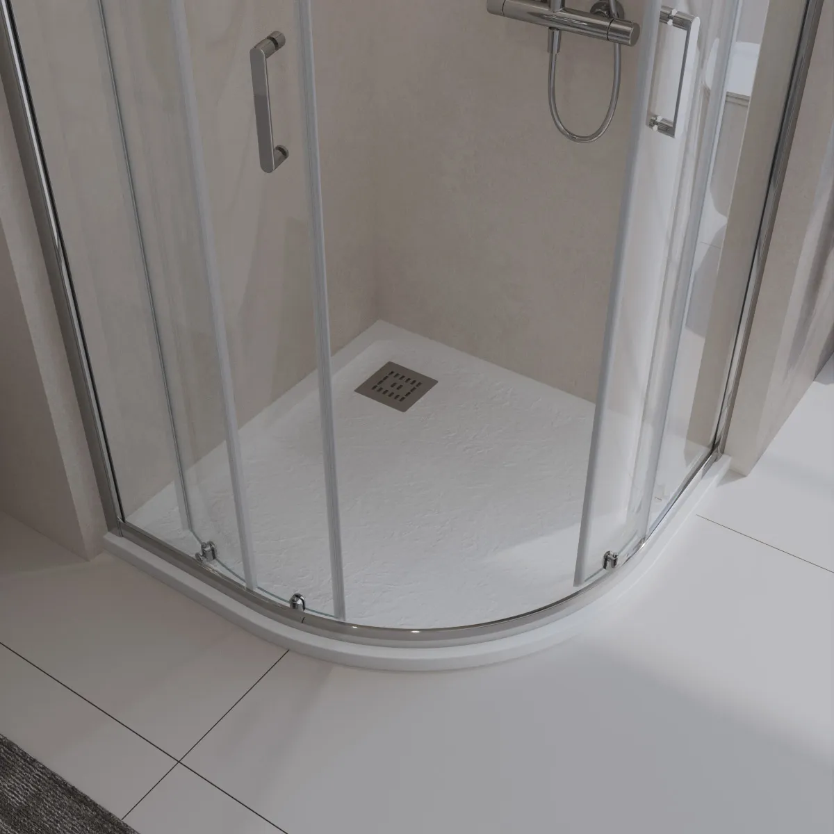Душевой поддон из искусственного мрамора в комплекте с сифоном BelBagno Uno 800х800 мм, белый (TRAY-MR-UNO-R-80-550-35-W-CR)