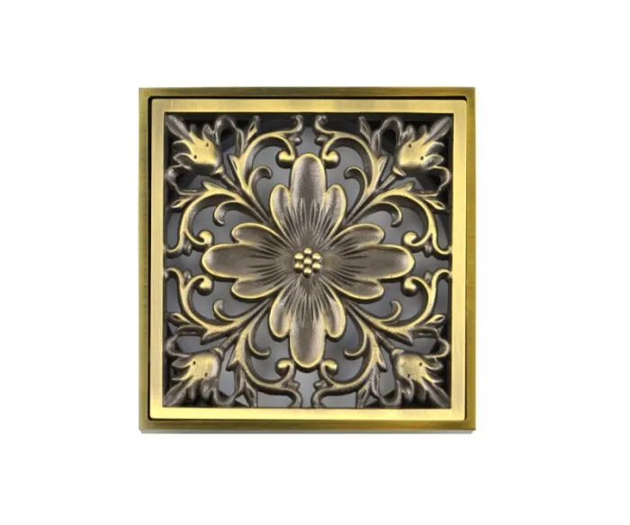 Трап Bronze de Luxe горизонт выход, комбинированный затвор, дизайн-решетка Цветок (21975-5602)