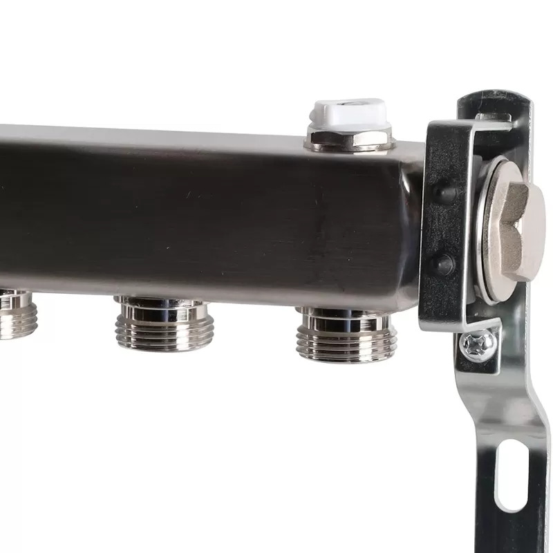 Коллектор Rommer 1"x3/4" на 9 контуров для радиаторной разводки (нерж. сталь) (RMS-4401-000009)