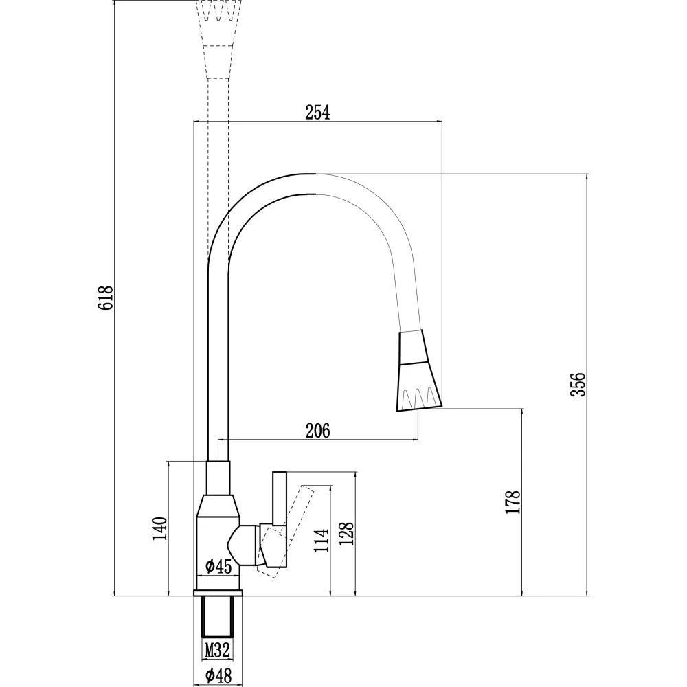 Смеситель для кухни с гибким изливом и режимом душ Fmark FS8277A-01, хром