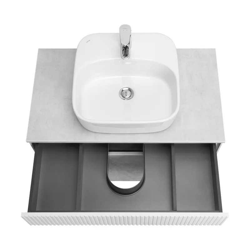 1A2762K0MH4C0 Набор AQUATON: 1A276201MH4C0 Тумба-умывальник 80 Марбл Слэйт\Белый матовый/ 1WH501709 Умывальник накладной Одри 420х420 Soft квадратный