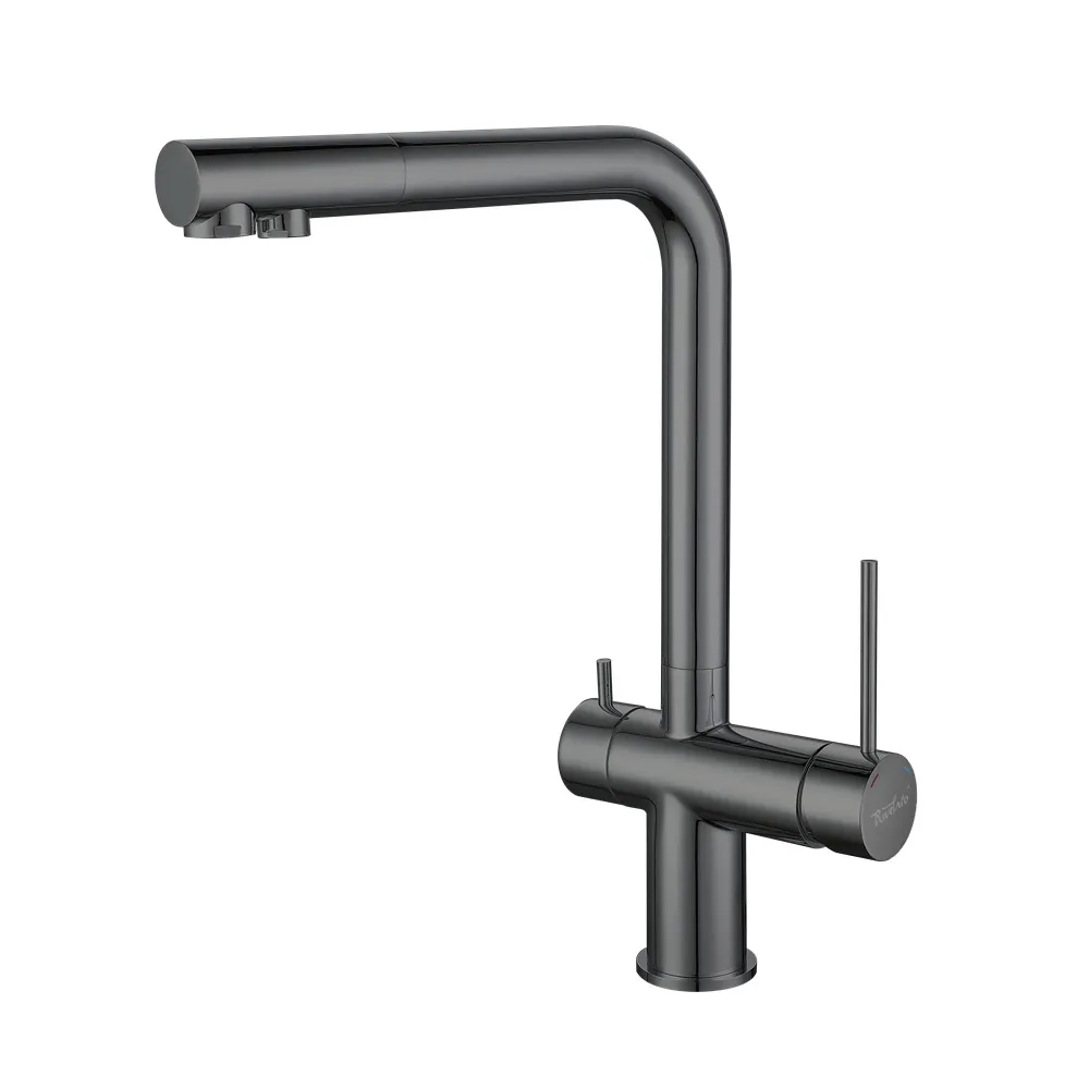 Смеситель для кухни с подключением фильтра Rivelato Lugano 1523513, черный