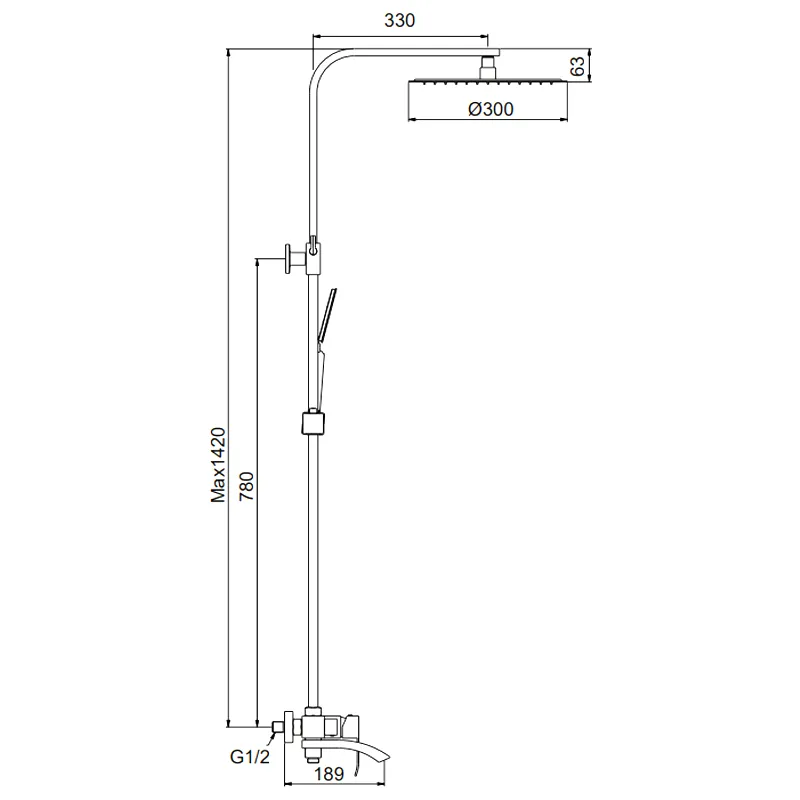 Душевая система FRAP F24803-16, черный