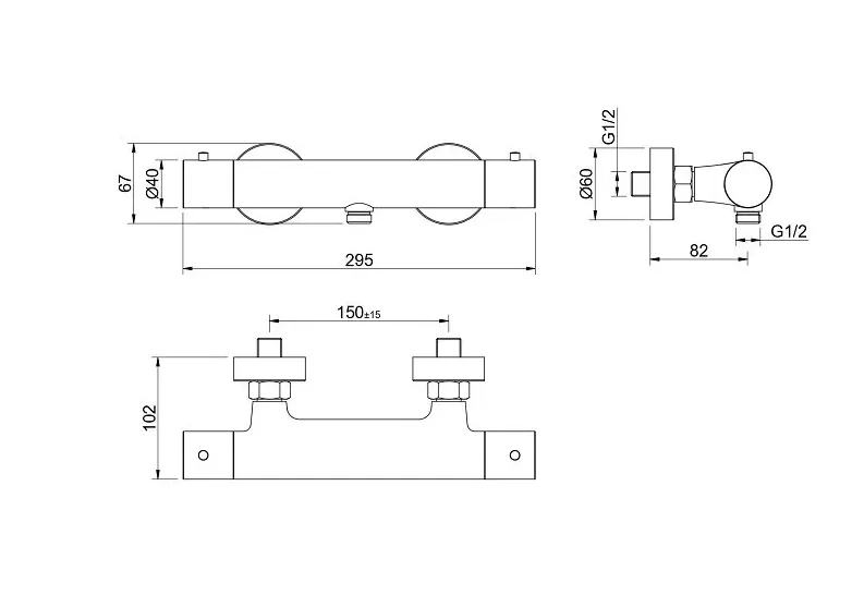 AQ1363BG ЕВРОПА термостатический смеситель для душа, шлиф. золото