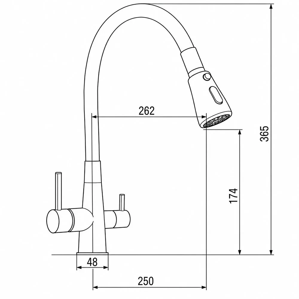 Смеситель для кухни с подключением фильтра воды Fmark FS1062-Q06-2, графит