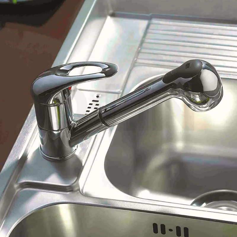 Смеситель для кухни с выдвижной лейкой и режимом душ D-Lin D158602, хром