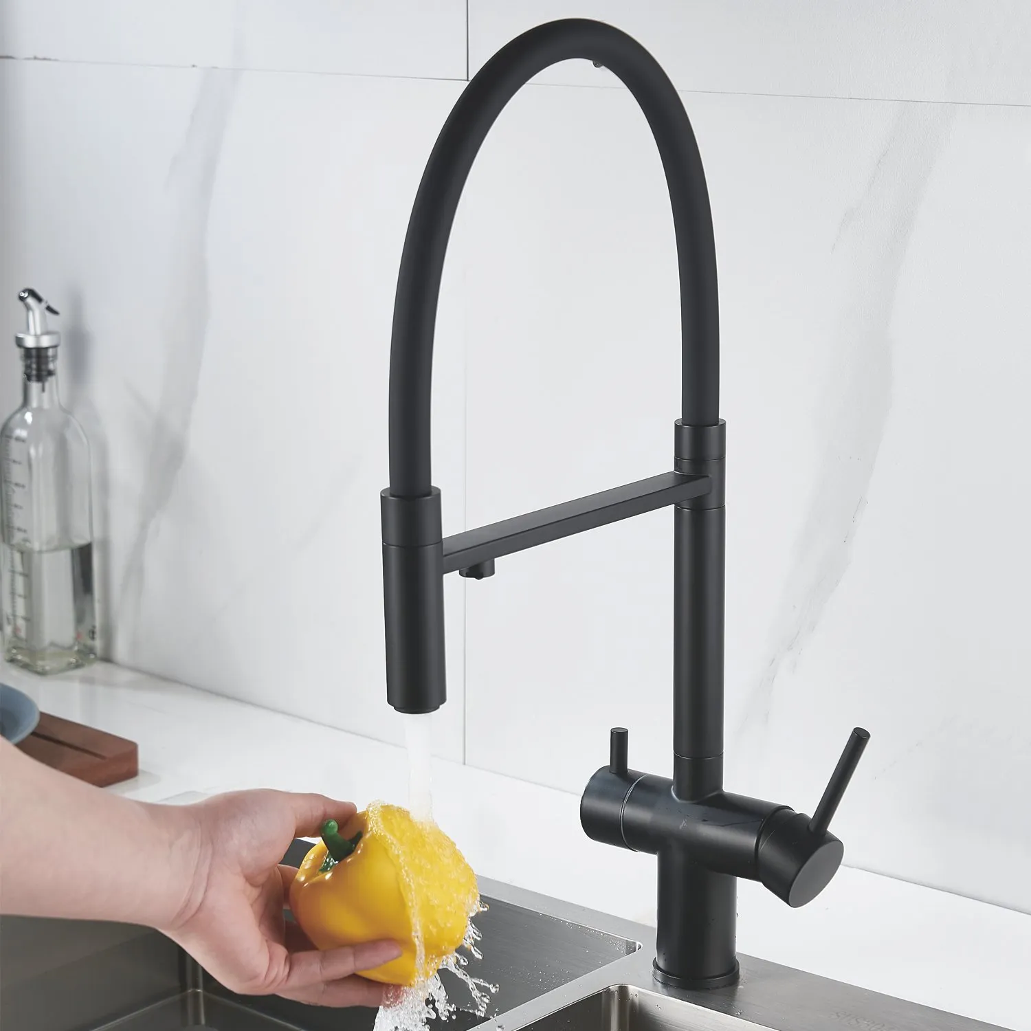 Смеситель для кухни с подключением фильтра Shevanik S178H, черный