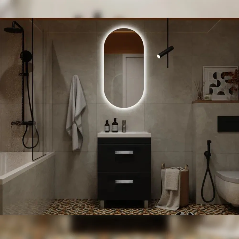 Тумба с раковиной напольная Velvex Orlando tn.ORL.CLA.60.2Y графит, 60 см