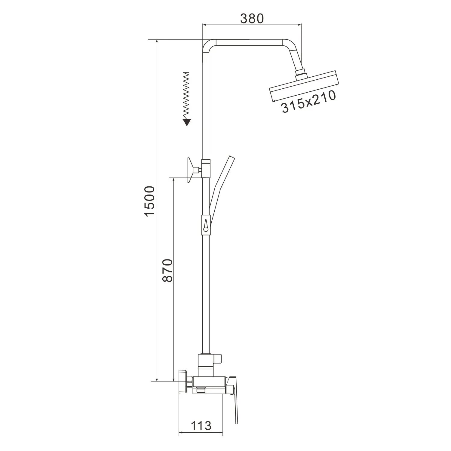 Душевая система Rose R1836T-6, пепельный