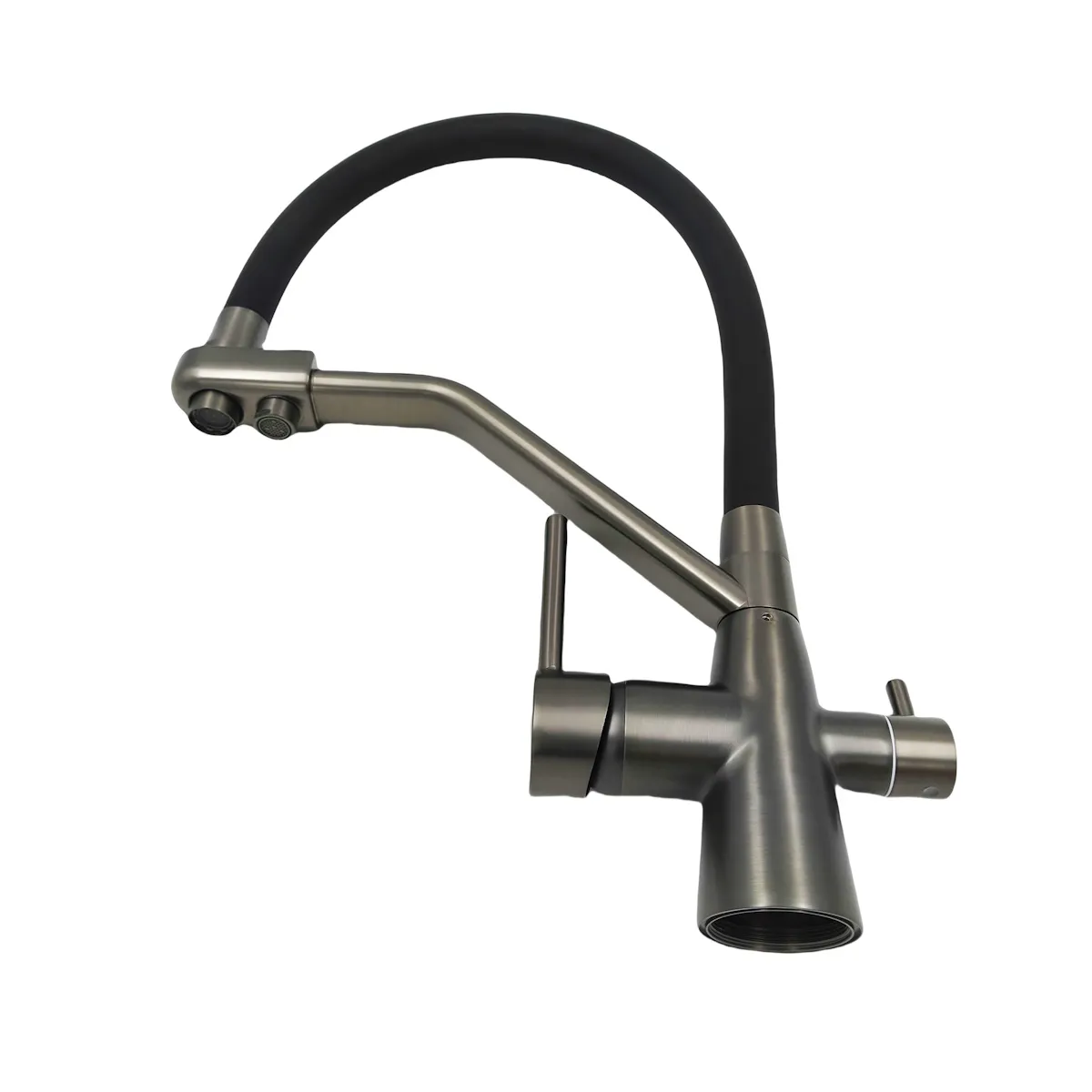 Смеситель для кухни с гибким изливом и подключением фильтра Maretti Eleganza EN31RGF14, оружейная сталь