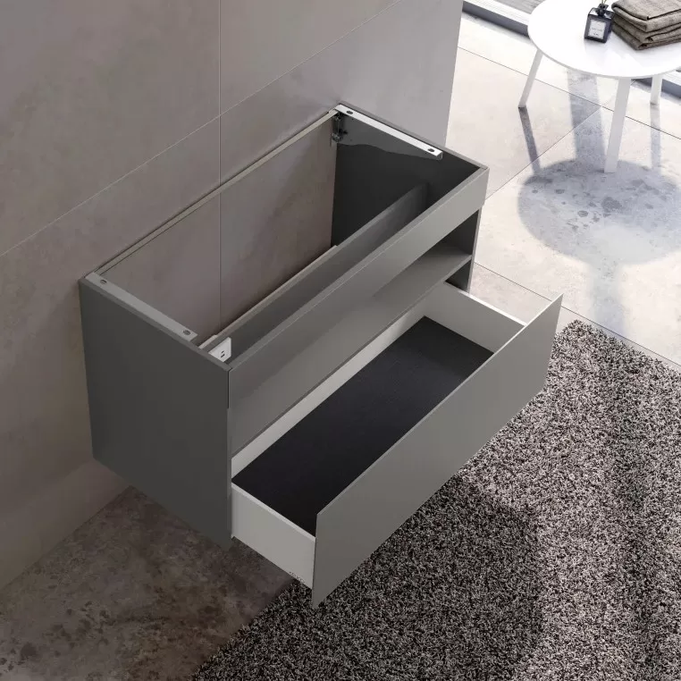 32872290100 STAGELINE Тумба под умывальник 1000x625x490 mm, 1 выдвижной фронтальный ящик, вкл. пластиковый сифон 1 1/4 x 32, Инокс матовый/Инокс матов