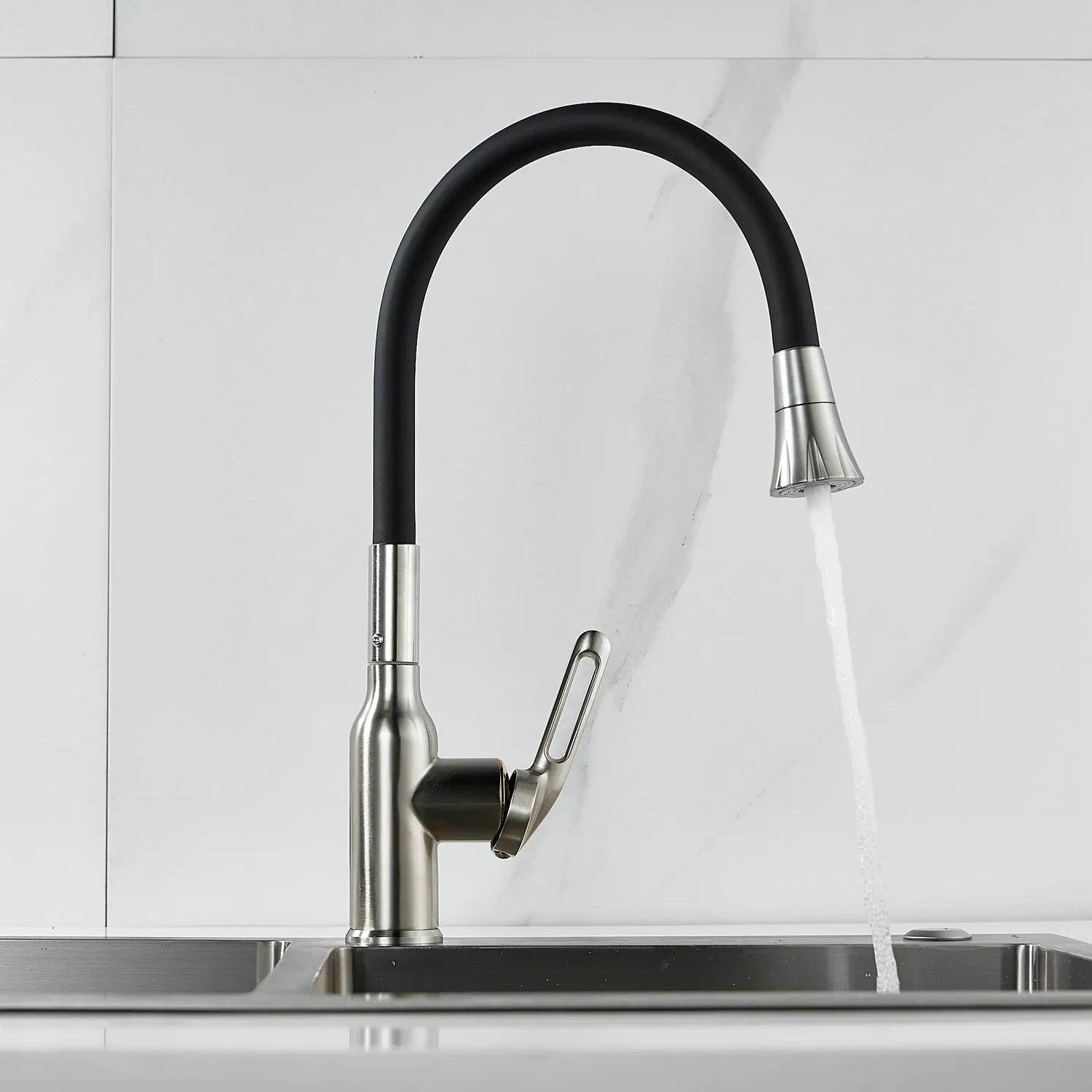 Смеситель для кухни с гибким изливом Raffine F303L-3, сатин