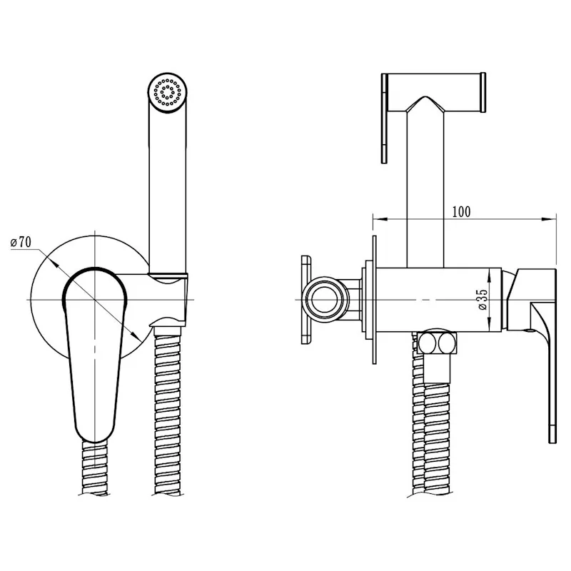 Гигиенический душ со смесителем встраиваемый ESKO KZSMH, хром