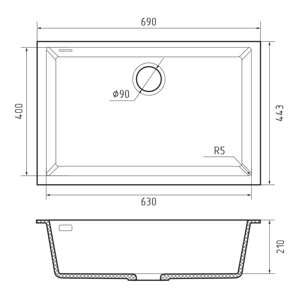 Кухонная мойка Rivelato STRIA SR-6963, темно-серый