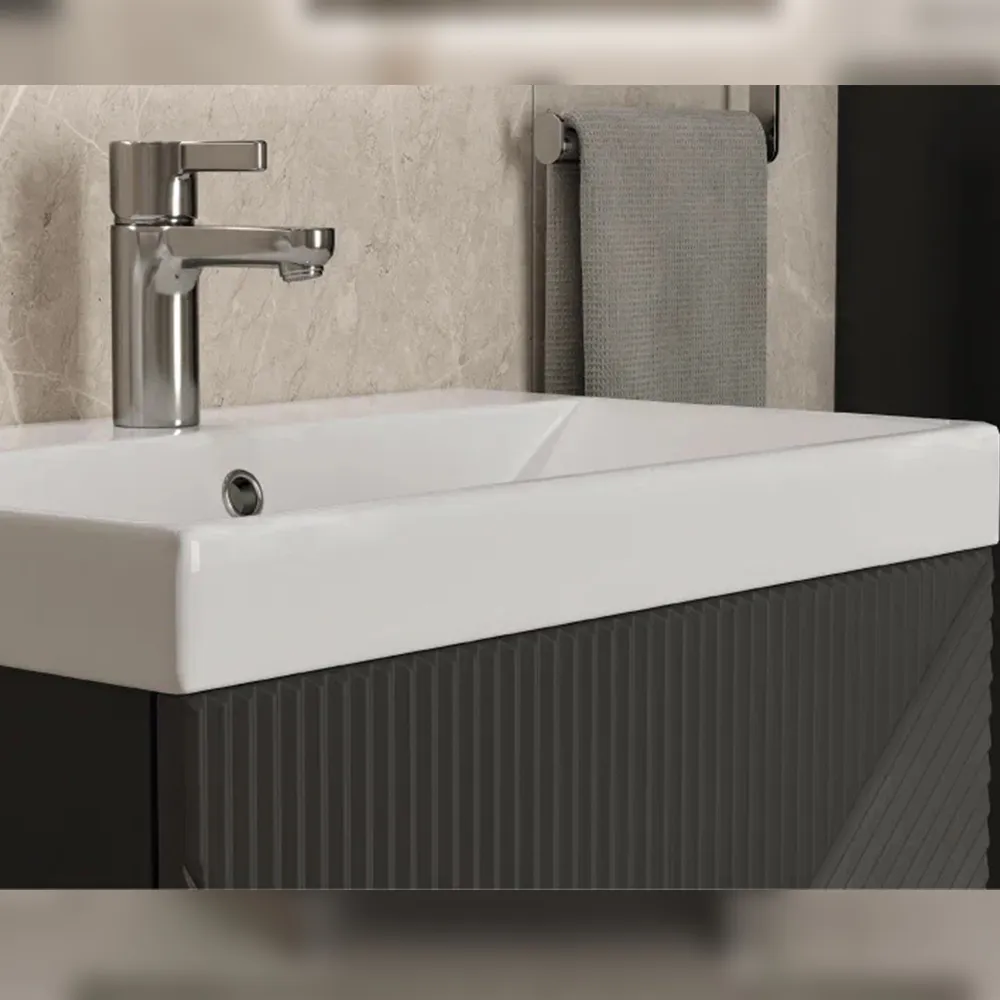 Тумба с раковиной напольная Velvex Edge tn.EDG.9696.60.2Y графит, 60 см