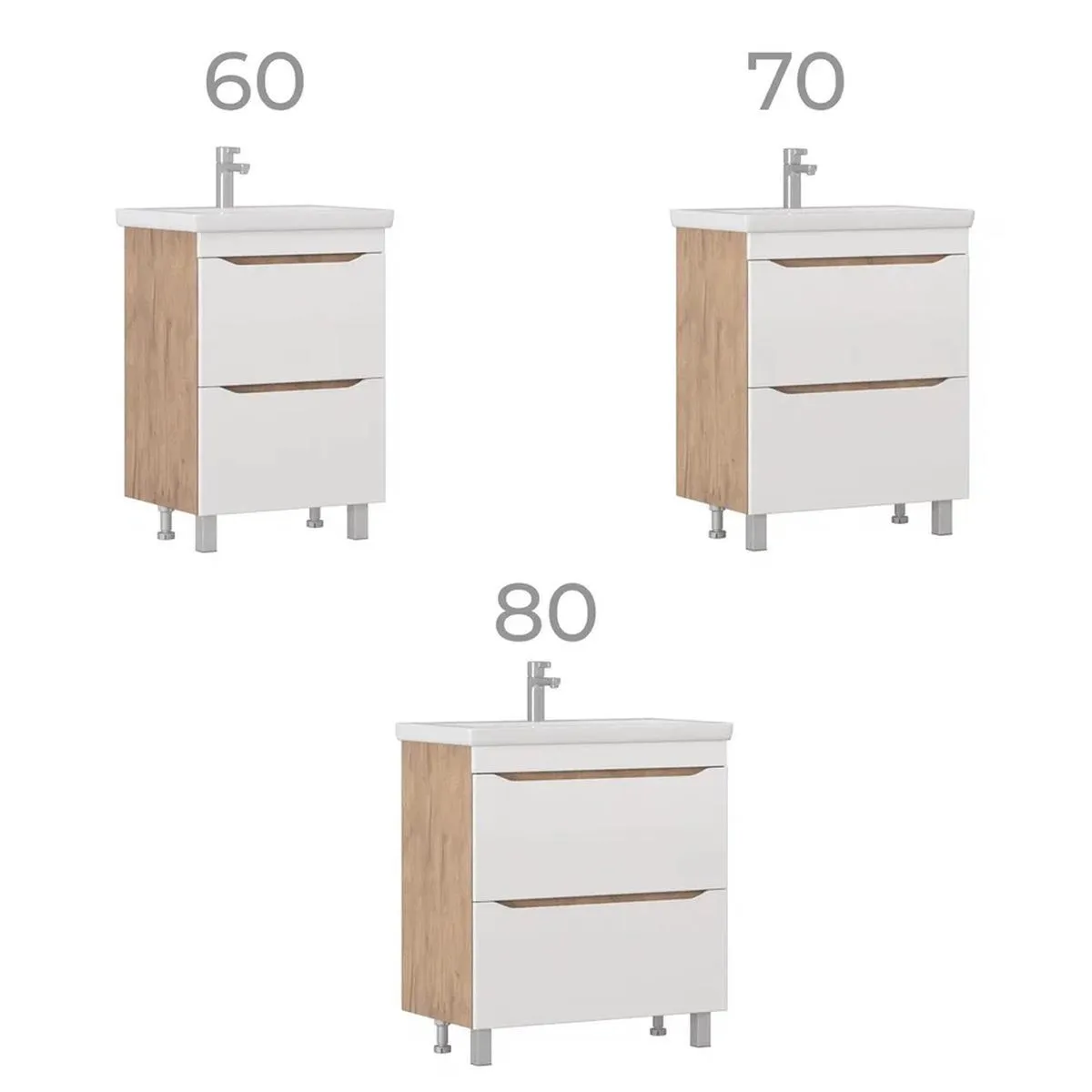 Тумба с раковиной напольная VIGO Grani 202 дуб золотой, 70 см