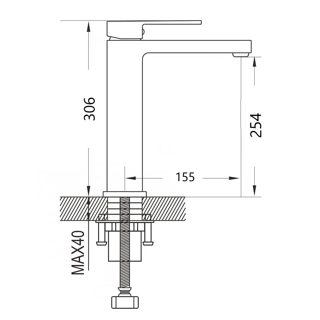 Смеситель для раковины высокий Maretti Umbria Black UMB32RF52, черный