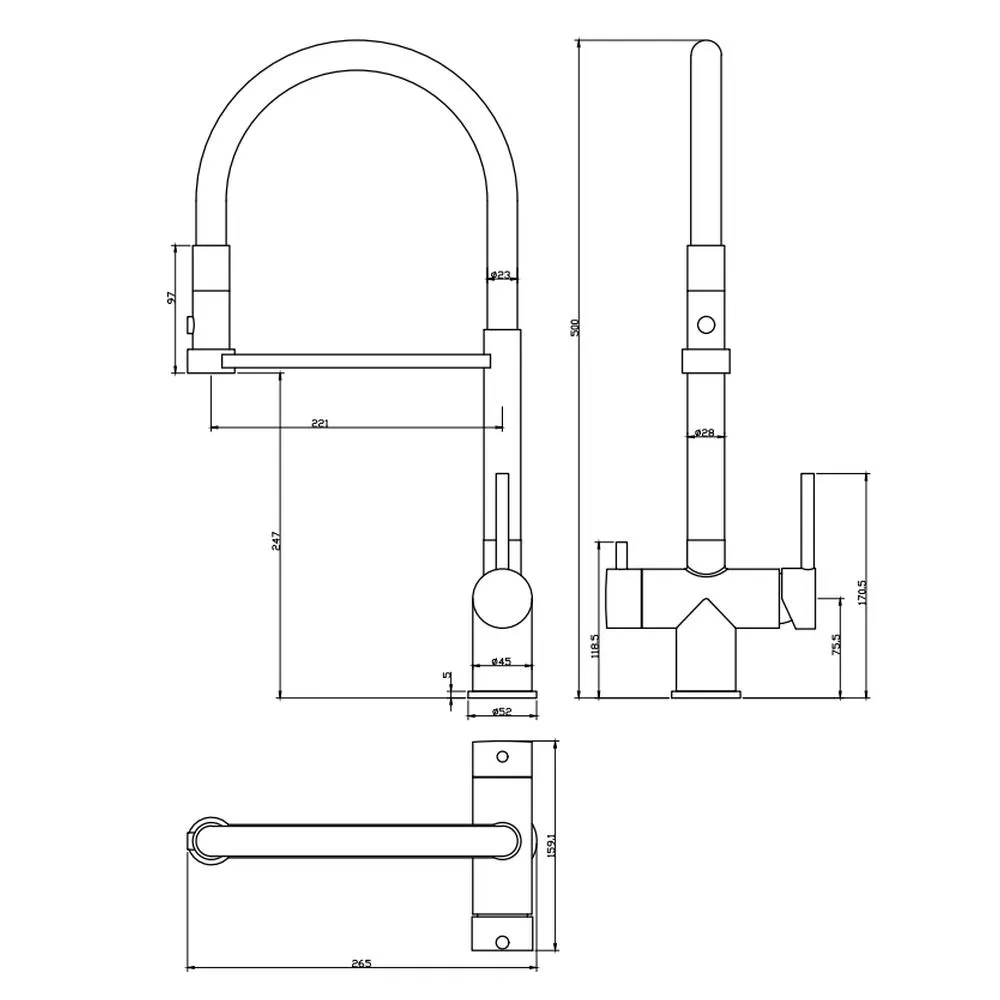 Смеситель для кухни с гибким изливом Grocenberg GB4095MG, матовое золото