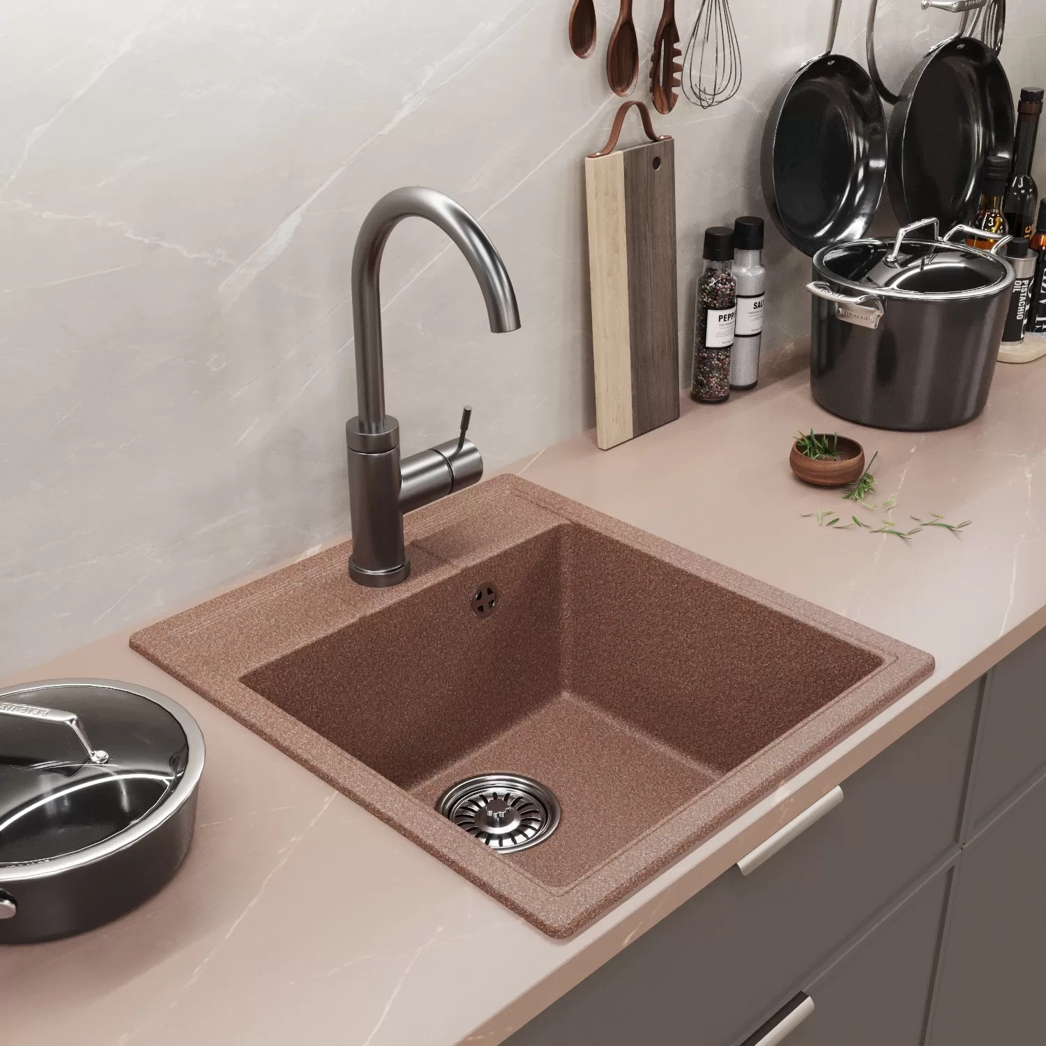Мойка MIXLINE ML-GM28 терракотовая (307)  450*500*190мм NEW (552095)
