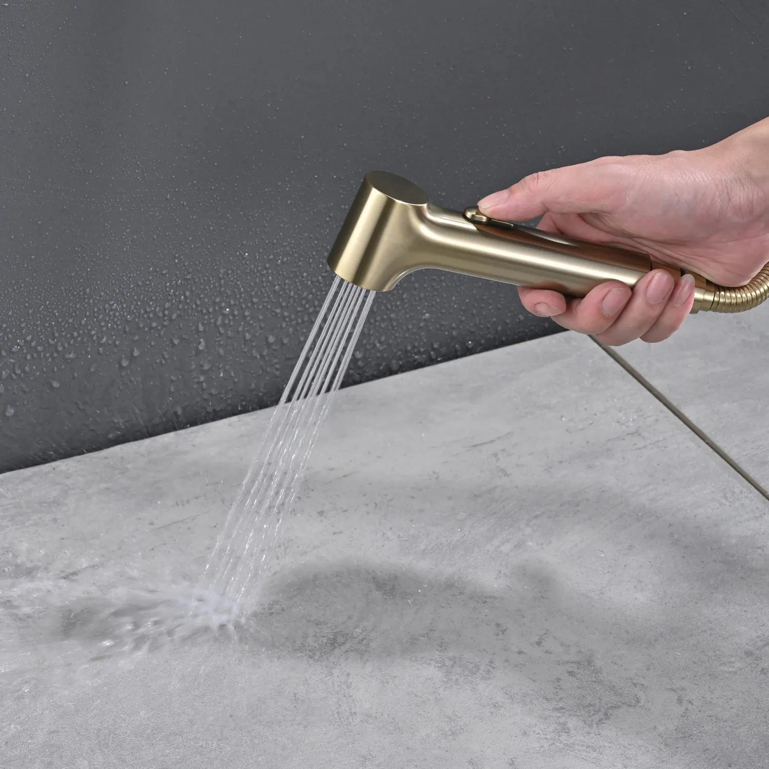 Гигиенический душ со смесителем Rose R235G, золотой сатин