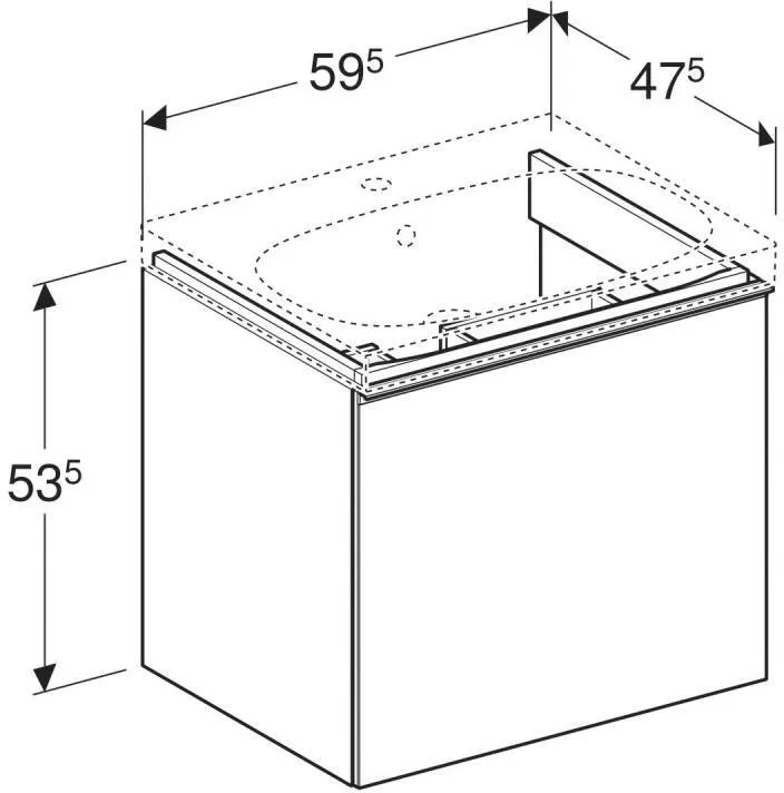 Тумба под раковину Geberit Acanto 595x535x476 мм, белое стекло (500.609.01.2)