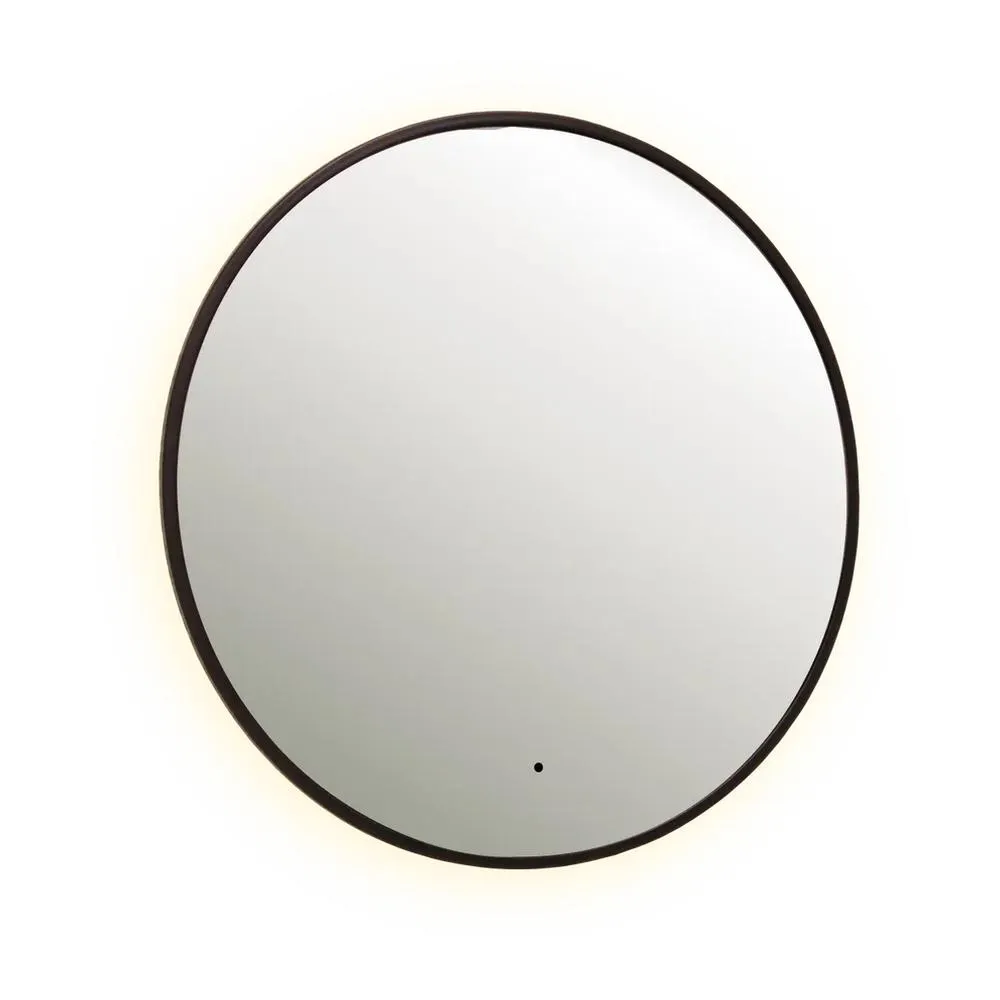 Зеркало Dreja SHINE 80х80 см, метал. рама, черный, беск. сенсор,  LED-подсветка, диммер