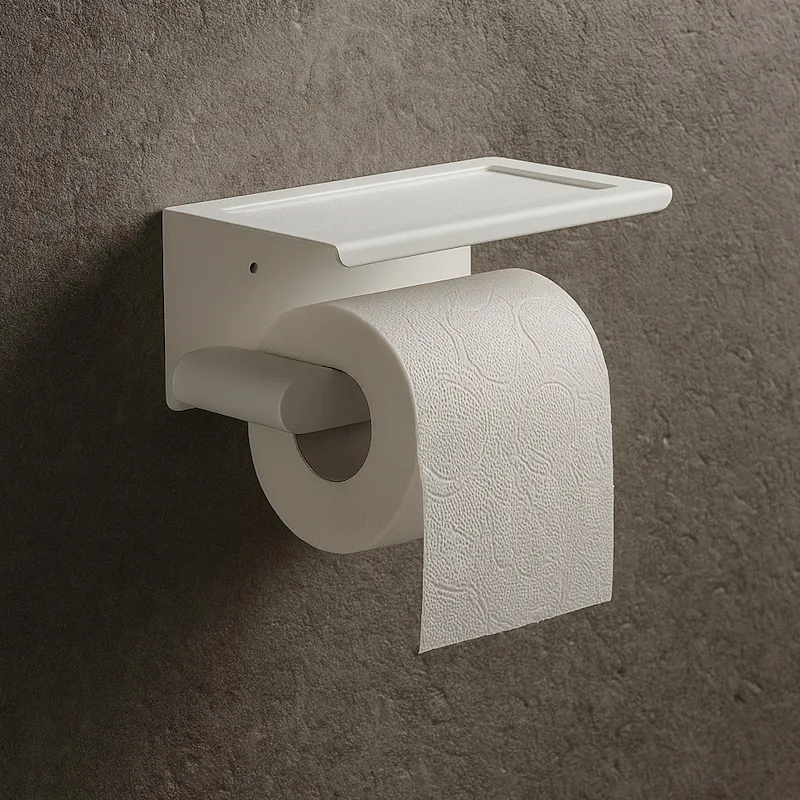 Держатель для туалетной бумаги с полочкой Knotlor PH102WY, белый