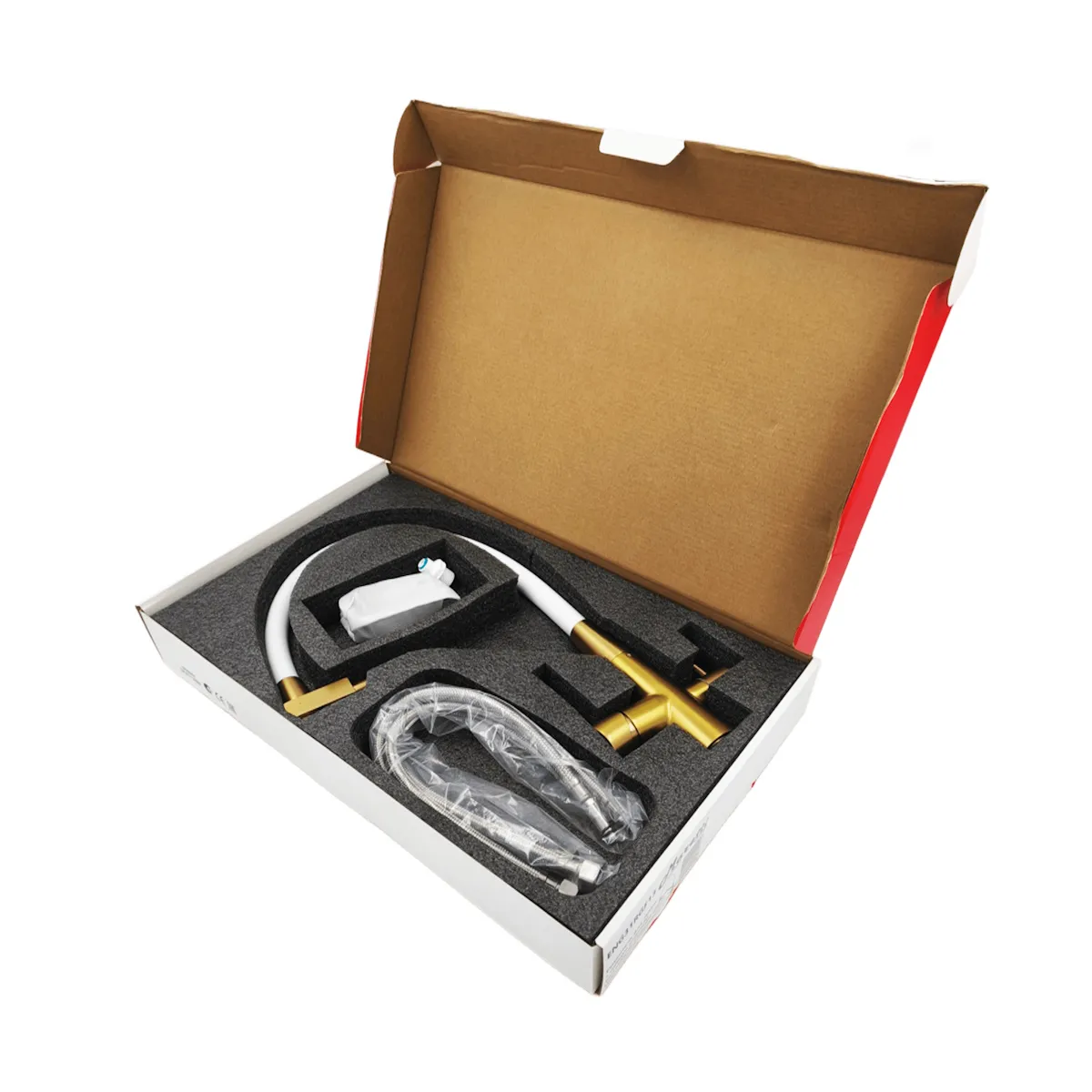 Смеситель для кухни с гибким изливом и подключением фильтра Maretti Eleganza GOLD ENG31RGF13, золотой сатин