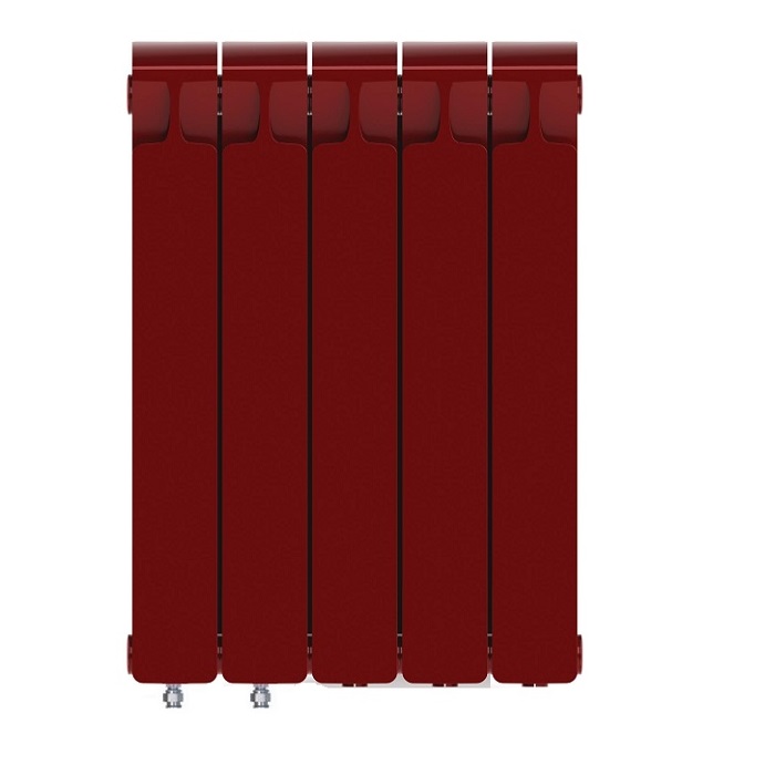 Биметаллический радиатор Rifar Monolit Ventil 350/5 секций, с нижним левым подключением (VL), бордо