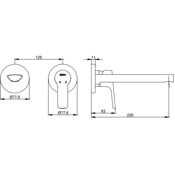 Смеситель для раковины E.C.A. Luna 102167606EX-YY(внешняя часть)