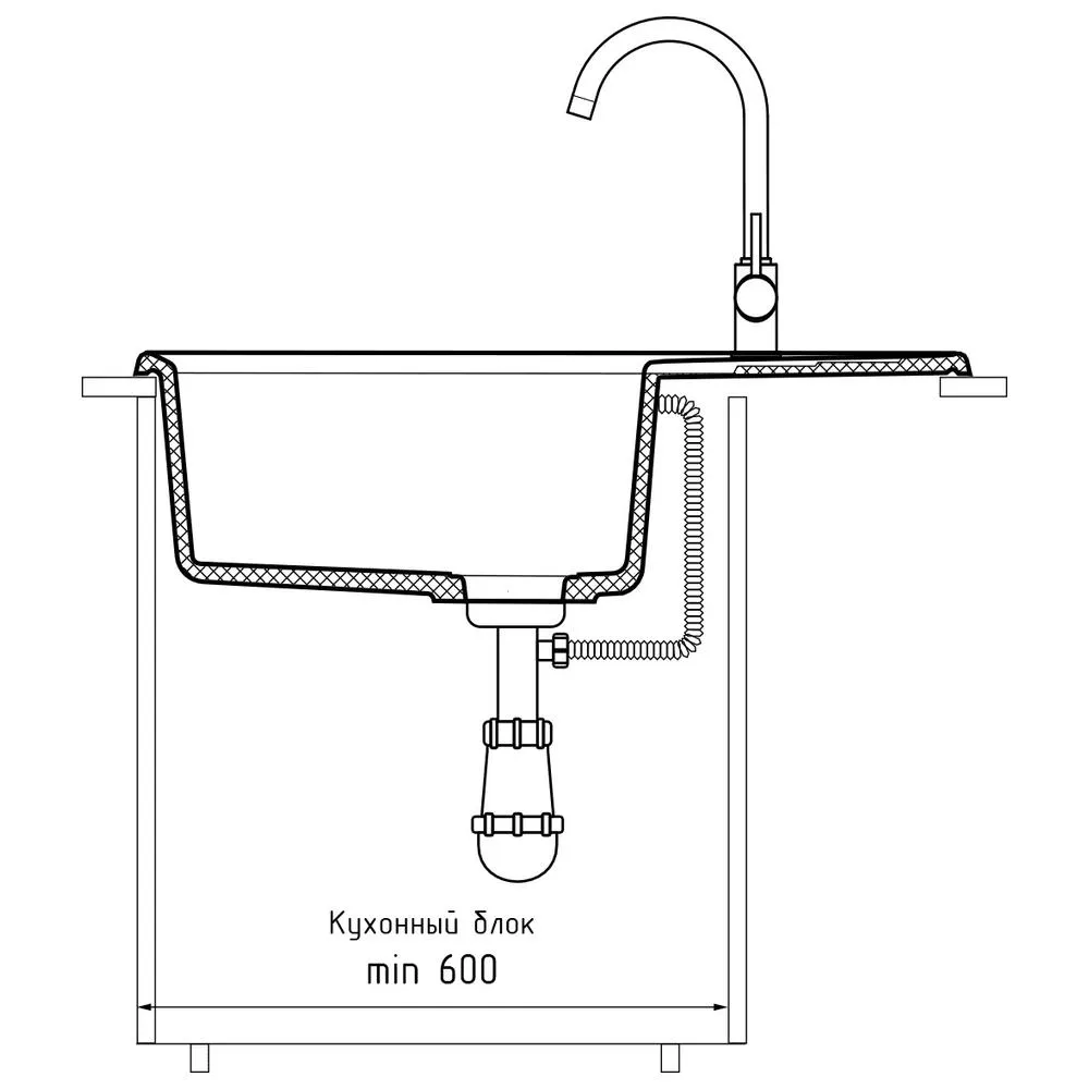 Кухонная мойка GranFest LEVEL 760L, кашемир