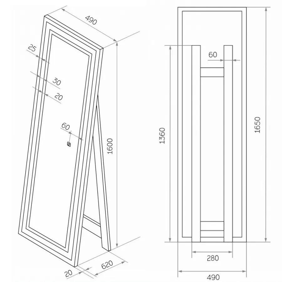 Зеркало Maretti Umbria UM1449165P18EL 49x165 см