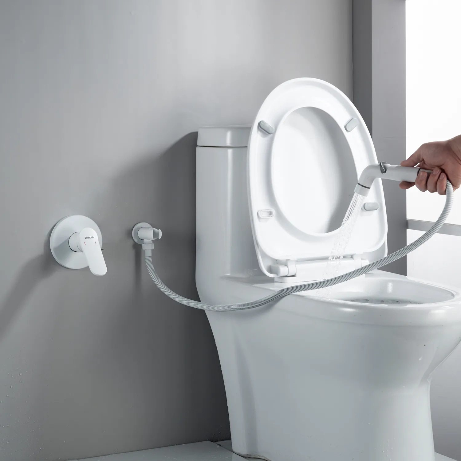 Гигиенический душ со смесителем Shevanik S4305C, белый