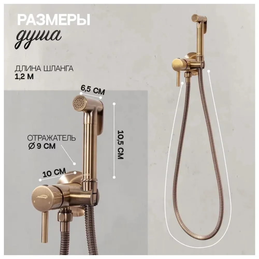 Гигиенический душ со смесителем встраиваемый Hansberge H3099BR, бронза