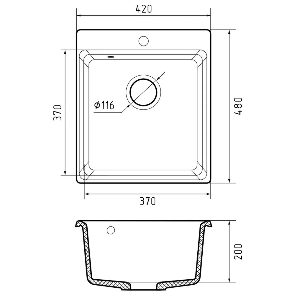 Кухонная мойка GranFest GF-LV-420, графит