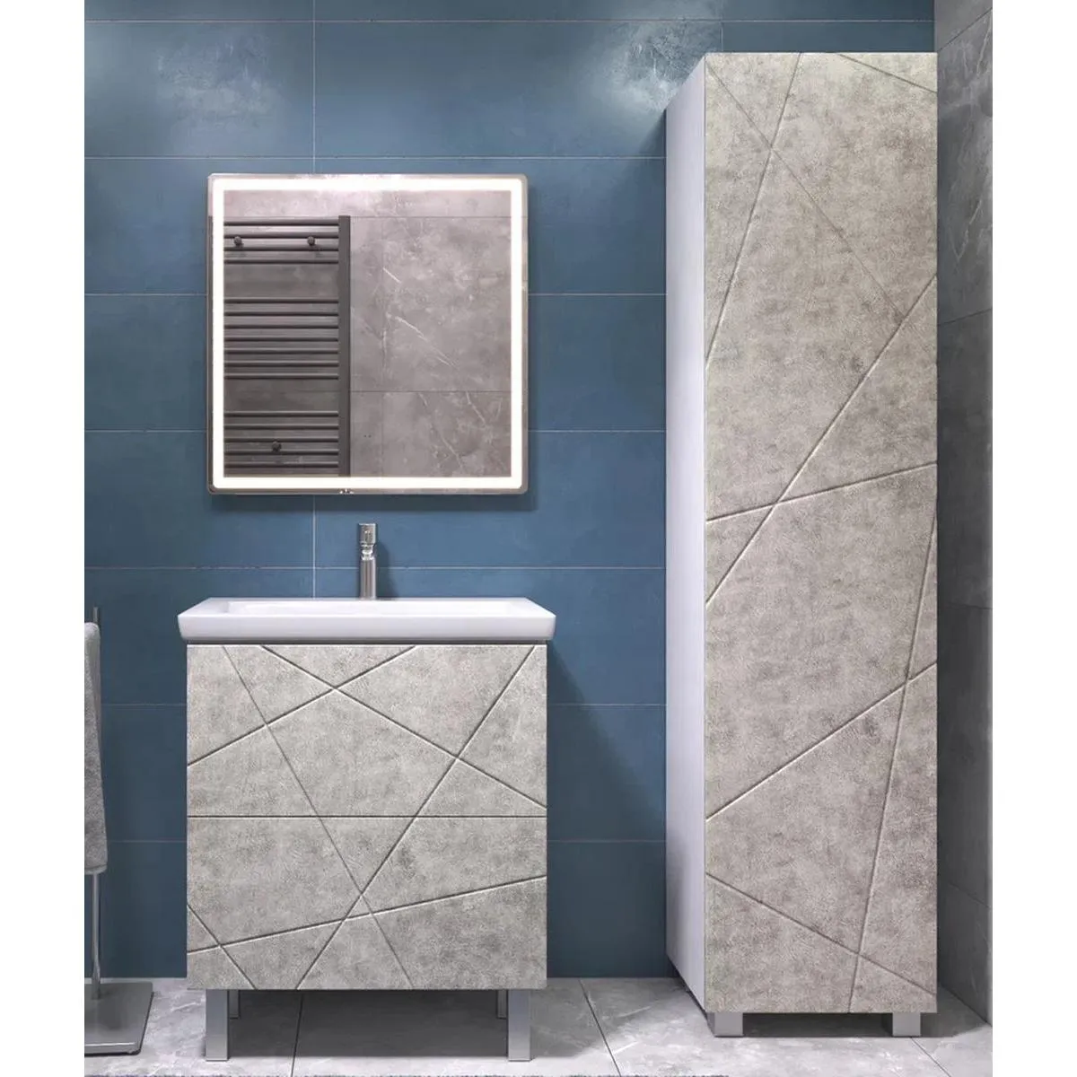 Тумба с раковиной напольная VIGO Geometry 016 бетон, 70 см