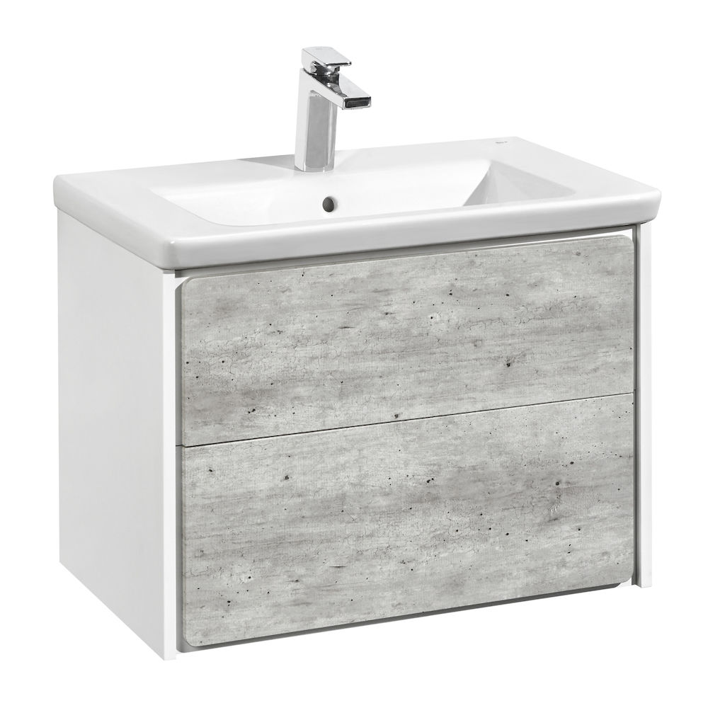 Тумба для ванной Roca Ronda (ZRU9303003) (70 см) белый глянец/бетон