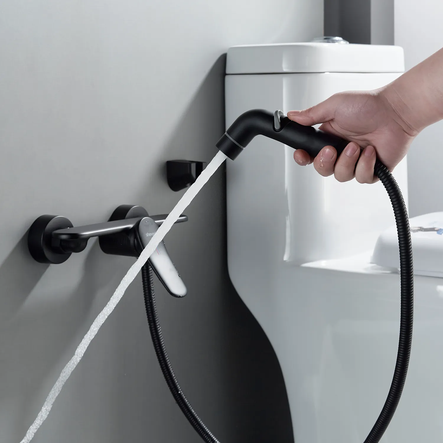 Гигиенический душ со смесителем Shevanik S4705H-1, черный