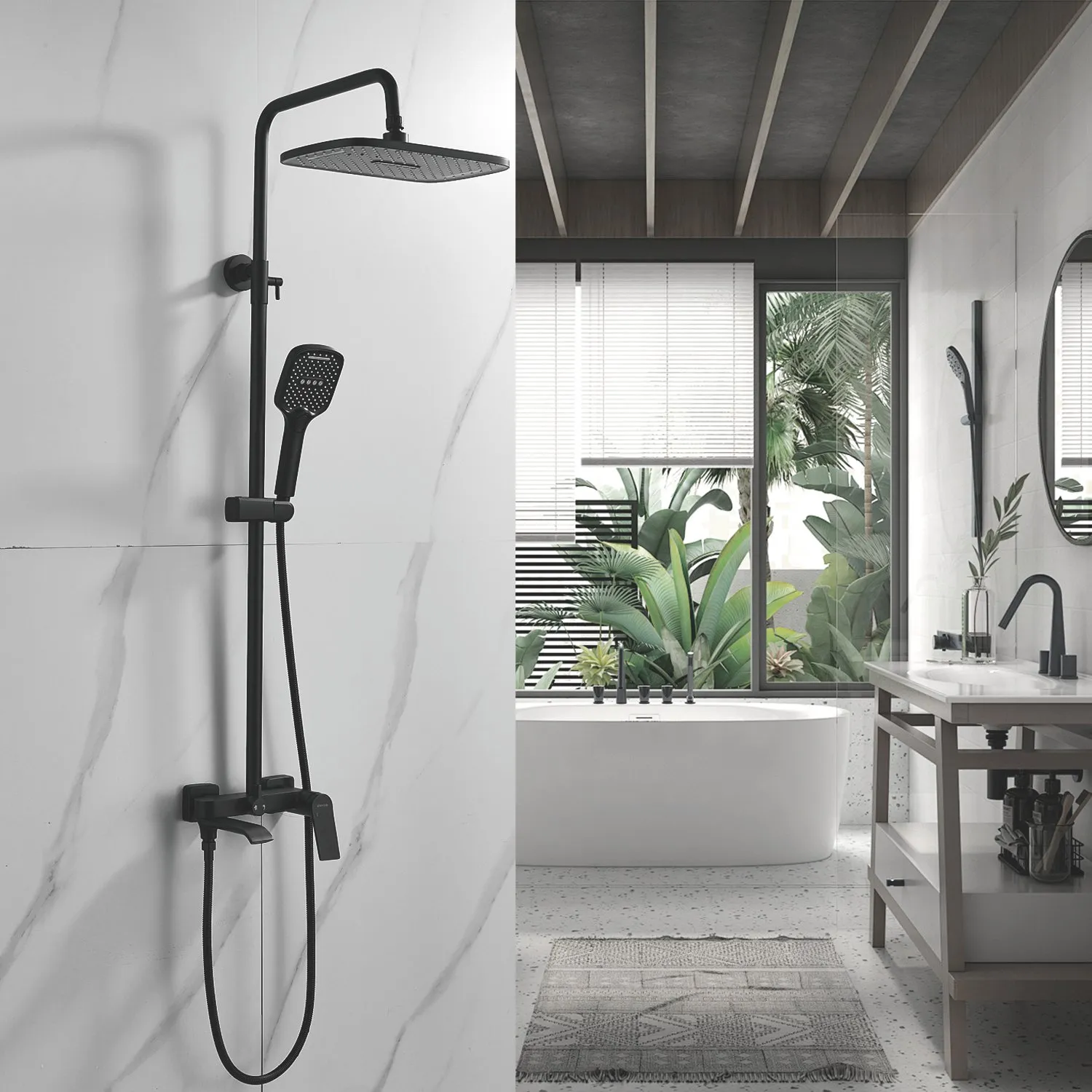 Душевая система Shevanik S4136H, черный