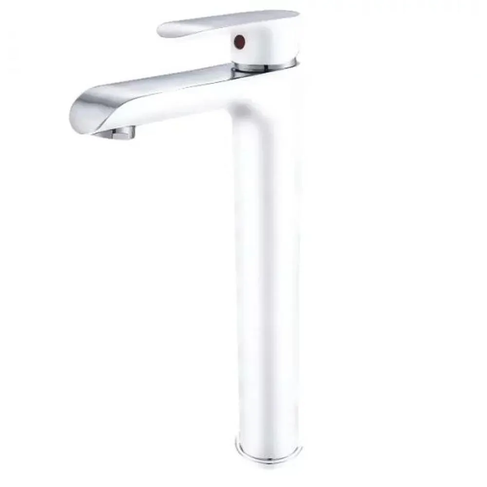 Смеситель для раковины высокий Grocenberg GB3010WC, белый/хром
