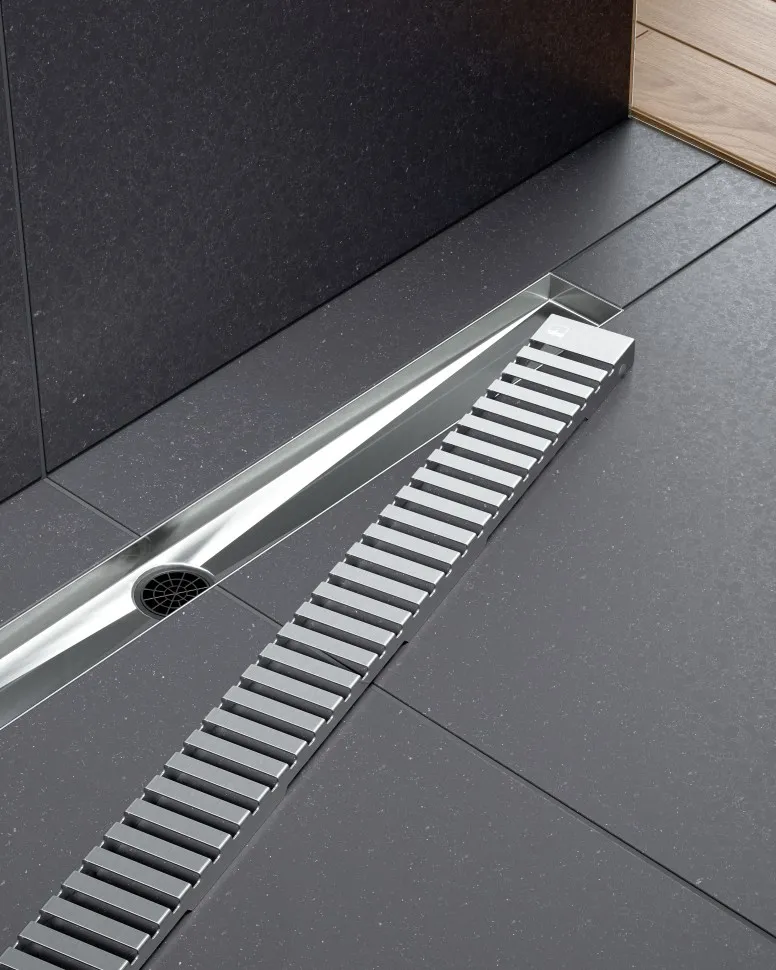 Душевой лоток TIMO Drain System 800 с вставкой "lines", Сатин (DS230108/01)