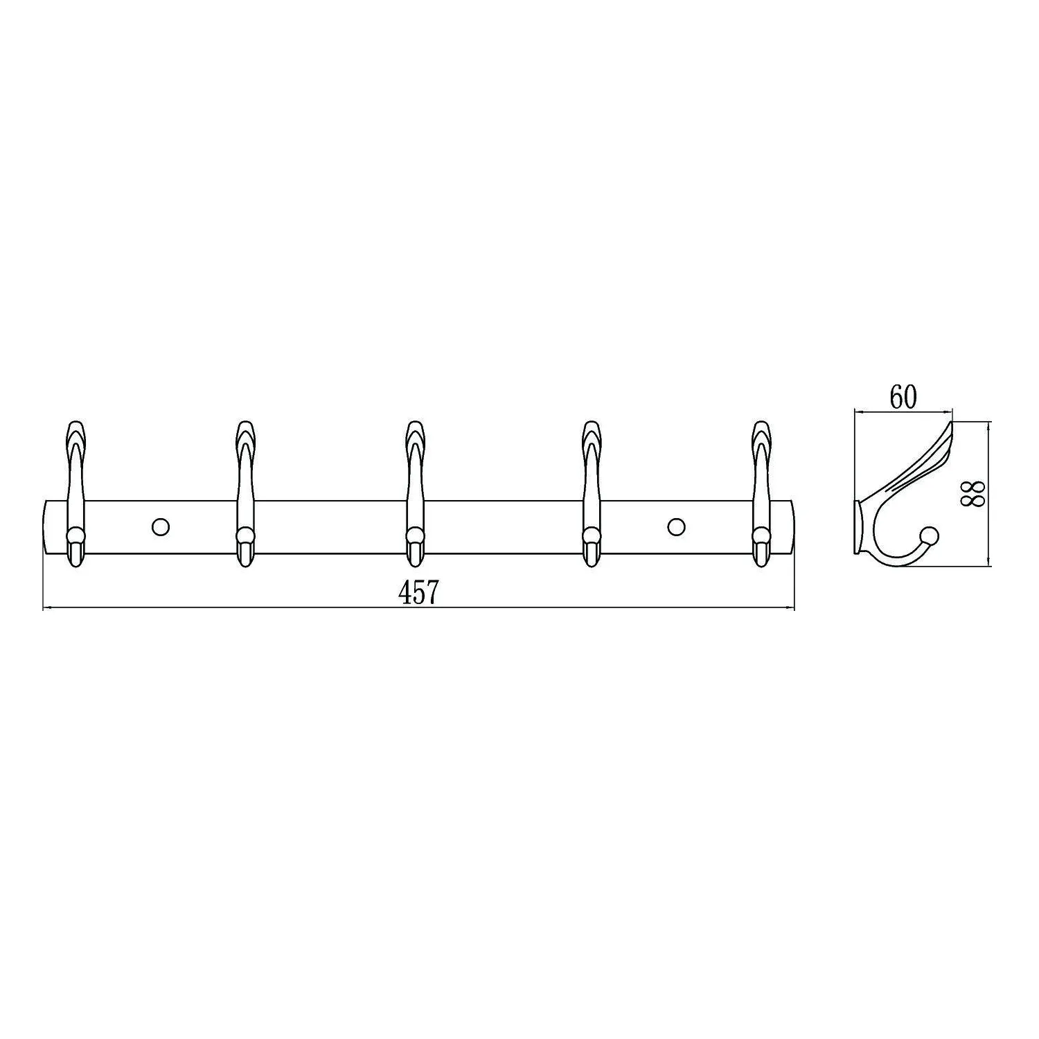Планка с крючками (5 крючков) Savol S-06205H