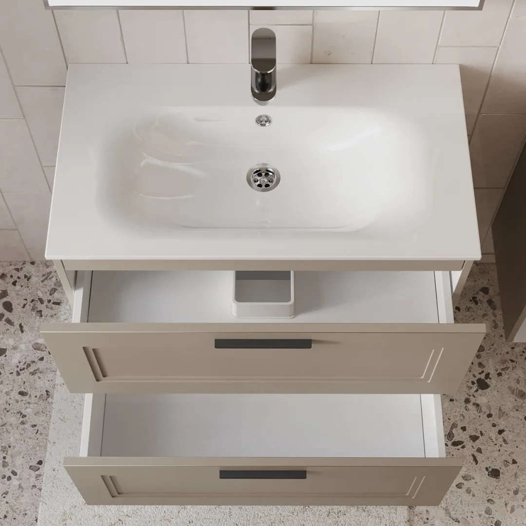 Тумба с раковиной подвесная (80см) Terminus Classik CLA10802200501O, капучино