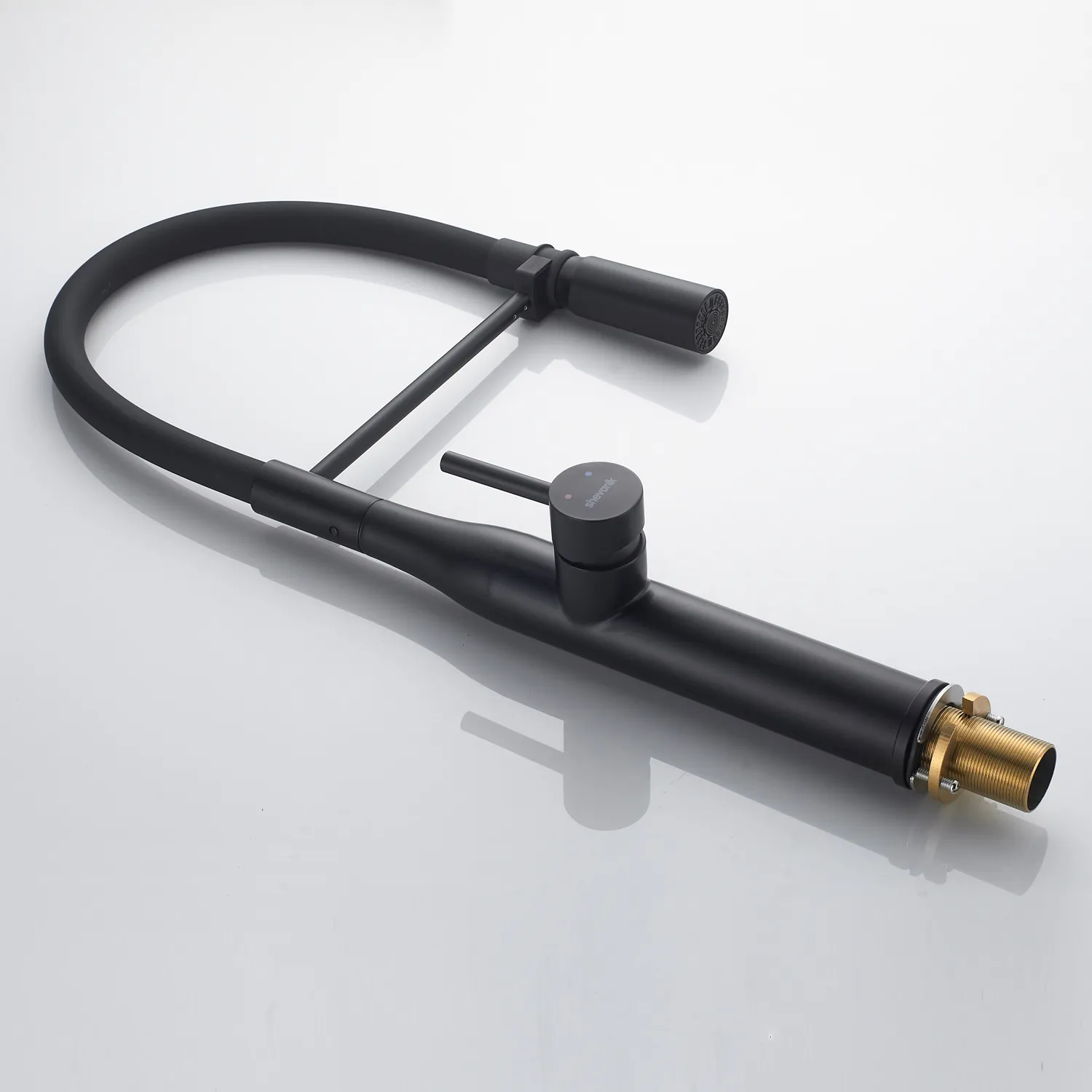 Смеситель для кухни с гибким изливом и режимом "душ" Shevanik S123H-3, черный